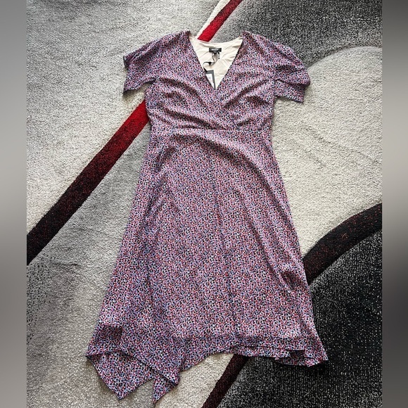 DKNY Flutter Sleeve Polka Dot MIDI Dress - Picture 1 of 3